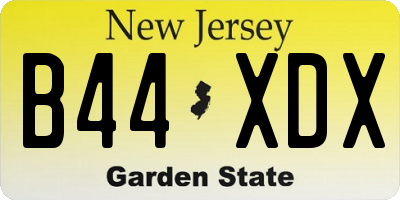 NJ license plate B44XDX