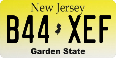 NJ license plate B44XEF