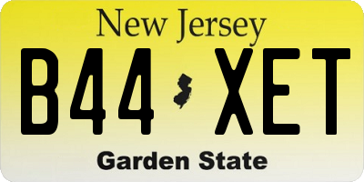 NJ license plate B44XET