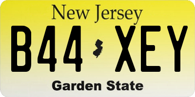 NJ license plate B44XEY
