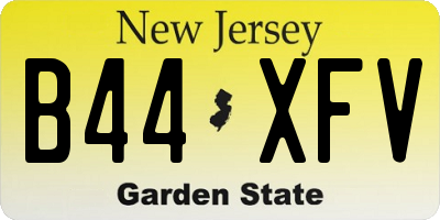 NJ license plate B44XFV