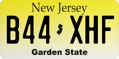 NJ license plate B44XHF