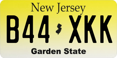 NJ license plate B44XKK