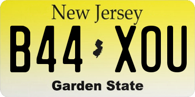 NJ license plate B44XOU