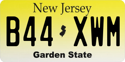 NJ license plate B44XWM