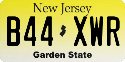 NJ license plate B44XWR