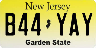 NJ license plate B44YAY