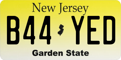 NJ license plate B44YED