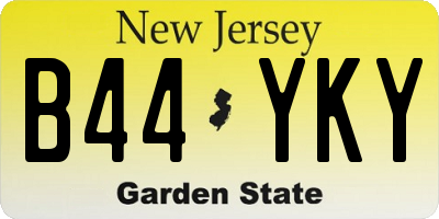 NJ license plate B44YKY