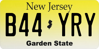 NJ license plate B44YRY