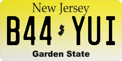 NJ license plate B44YUI