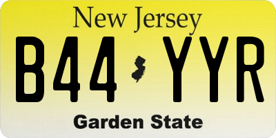 NJ license plate B44YYR