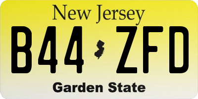 NJ license plate B44ZFD