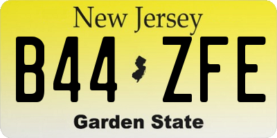 NJ license plate B44ZFE