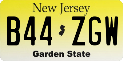 NJ license plate B44ZGW