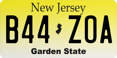 NJ license plate B44ZOA