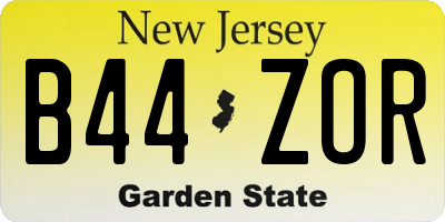 NJ license plate B44ZOR