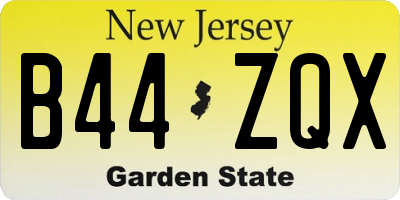 NJ license plate B44ZQX