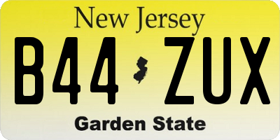 NJ license plate B44ZUX