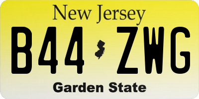 NJ license plate B44ZWG