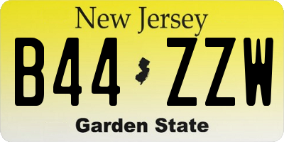 NJ license plate B44ZZW