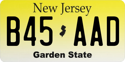NJ license plate B45AAD