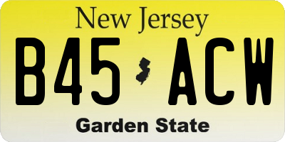 NJ license plate B45ACW
