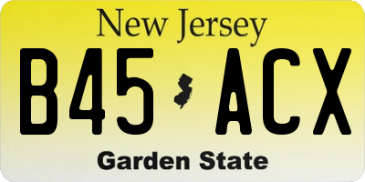 NJ license plate B45ACX