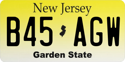 NJ license plate B45AGW