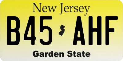 NJ license plate B45AHF