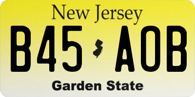 NJ license plate B45AOB