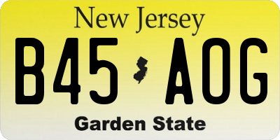 NJ license plate B45AOG