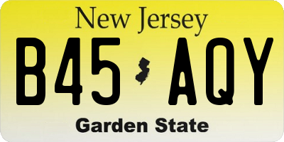 NJ license plate B45AQY