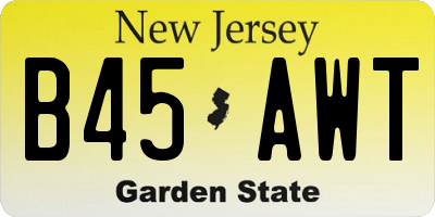 NJ license plate B45AWT