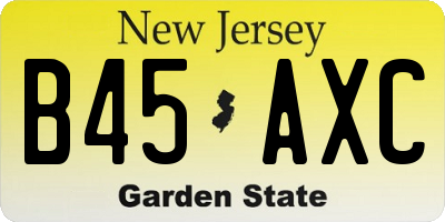 NJ license plate B45AXC