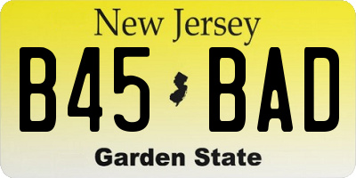 NJ license plate B45BAD