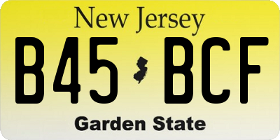 NJ license plate B45BCF