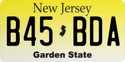 NJ license plate B45BDA