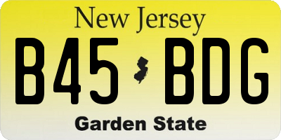 NJ license plate B45BDG