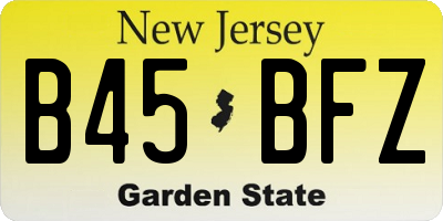 NJ license plate B45BFZ