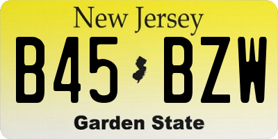 NJ license plate B45BZW
