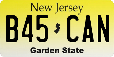 NJ license plate B45CAN