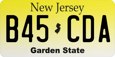 NJ license plate B45CDA