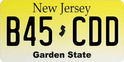 NJ license plate B45CDD