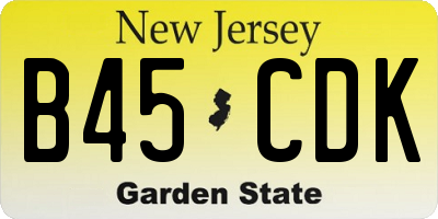 NJ license plate B45CDK