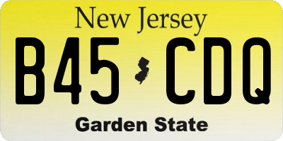 NJ license plate B45CDQ