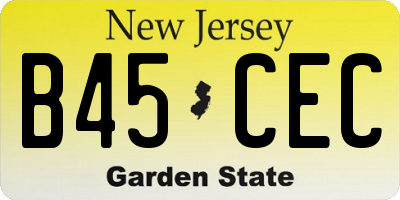 NJ license plate B45CEC