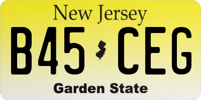 NJ license plate B45CEG