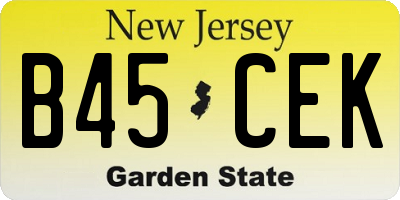 NJ license plate B45CEK
