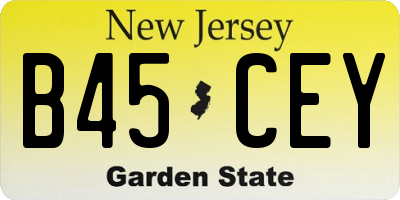 NJ license plate B45CEY